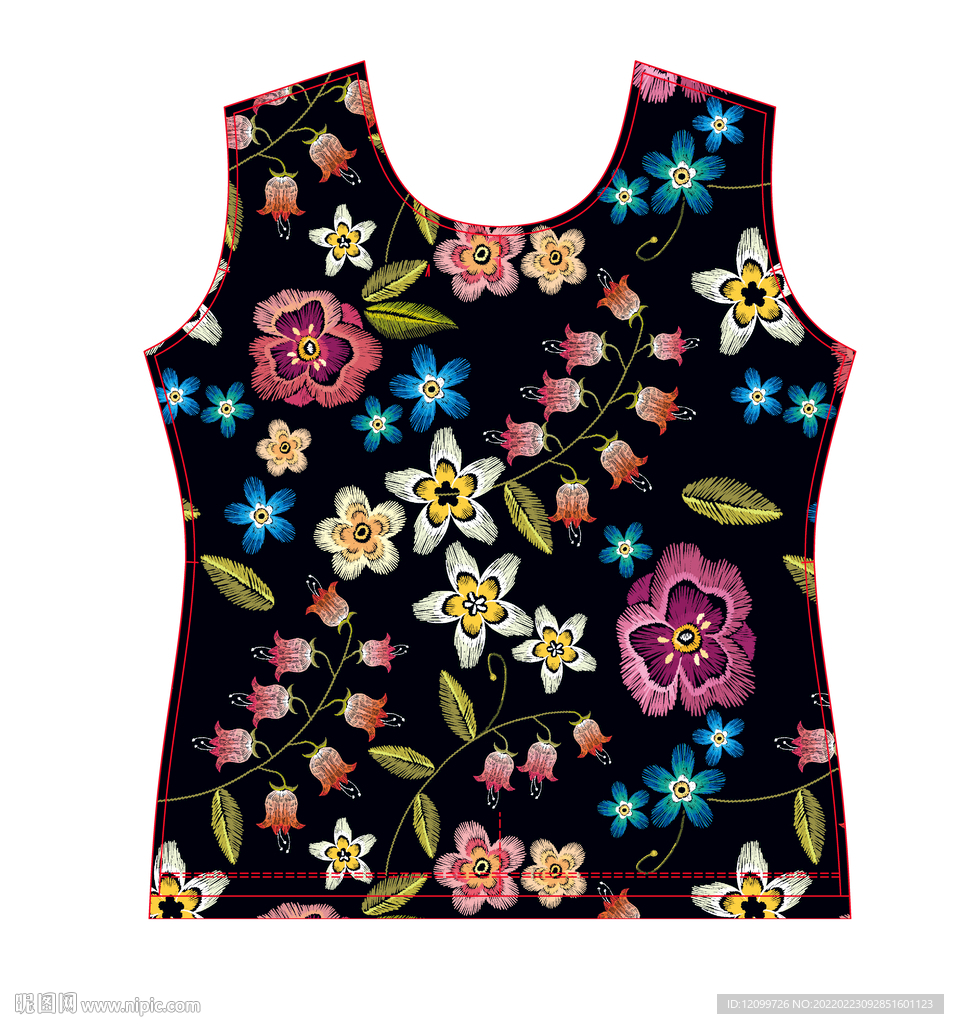 大牌线条手绘定位数码印花