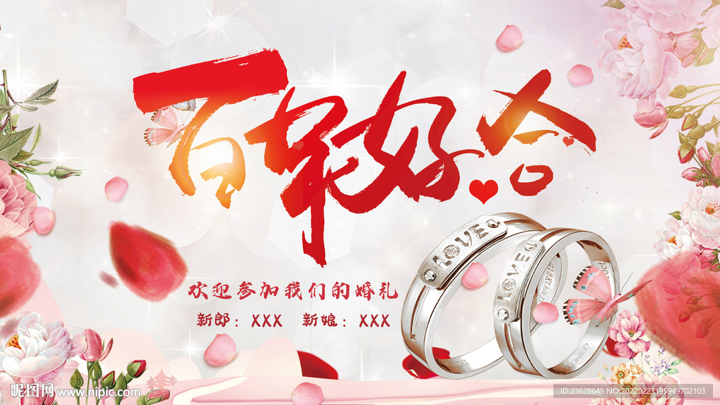 结婚主持背景墙婚礼仪式展板图