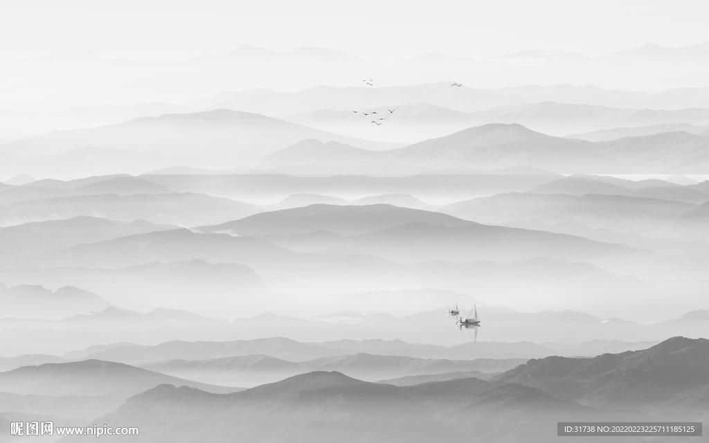 水墨山