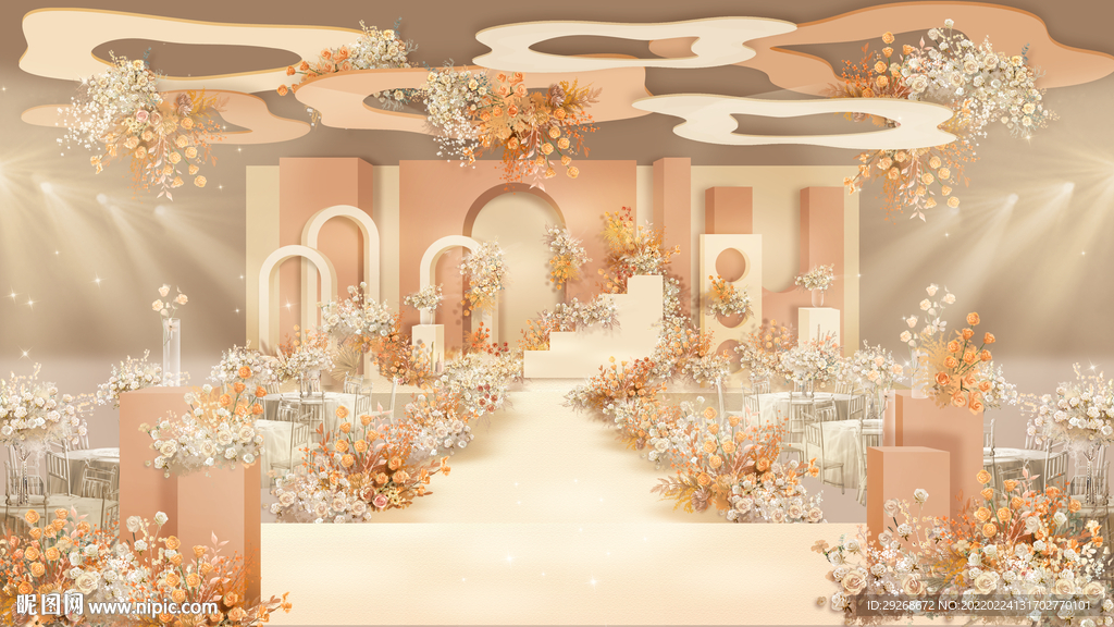 香槟橙婚礼效果图