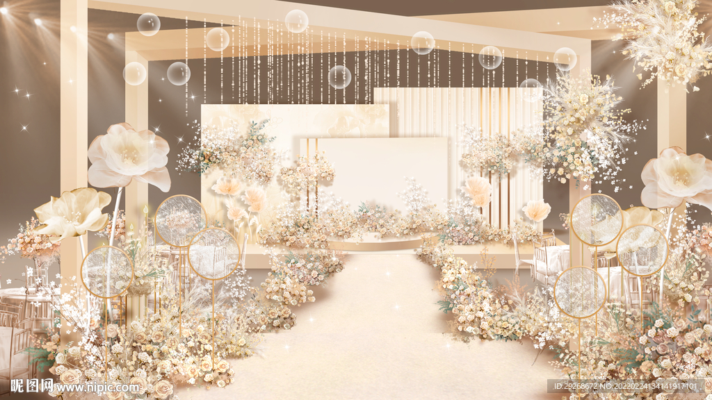 香槟色现代婚礼效果图