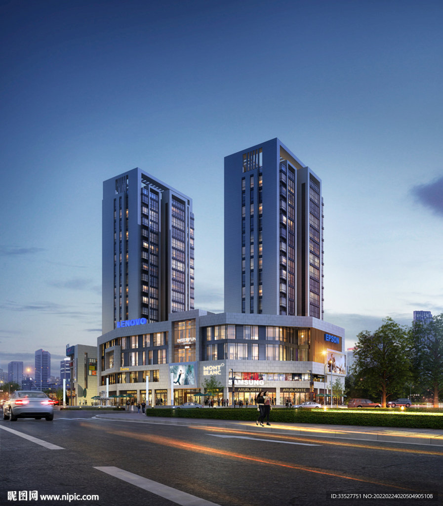 商住楼夜景效果图