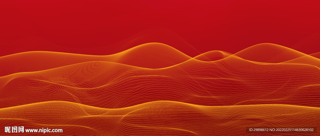 抽象山水红色背景动感曲线签名墙