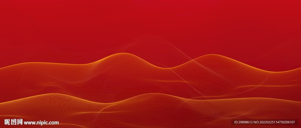 抽象山水动感曲线红色背景签名墙