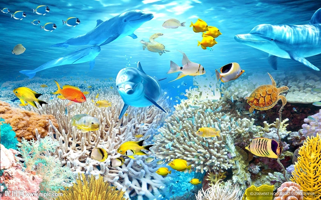 3d梦幻海底世界背景墙