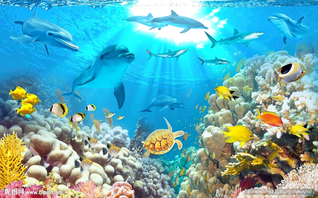情深3D海底世界海电视背景墙