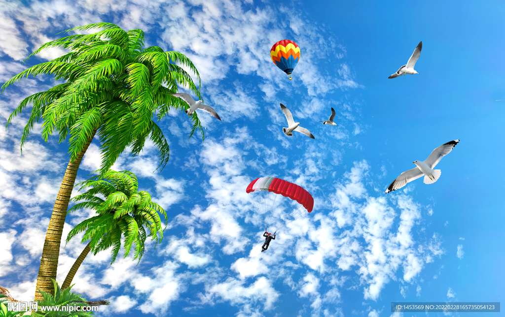 蓝天白云天顶画