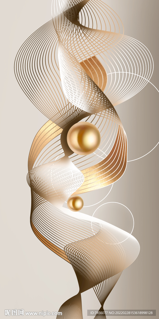 金属球动感线条艺术玄关过道