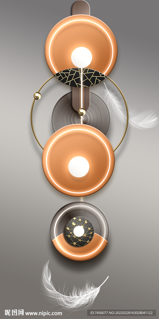 羽毛圆盘球轻奢玄关过道