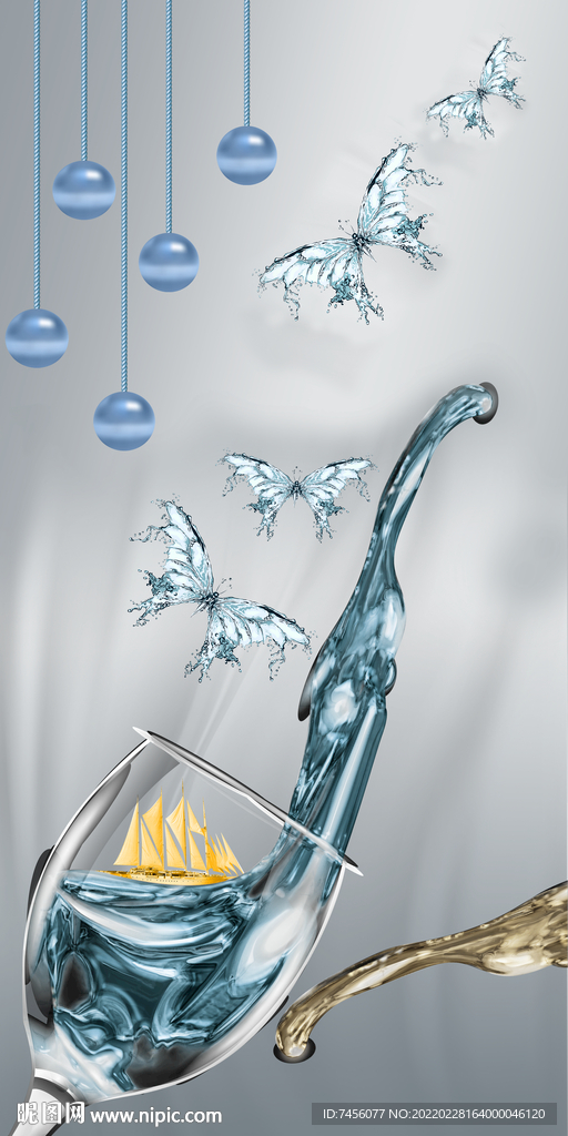 水杯立体玄关过道装饰画