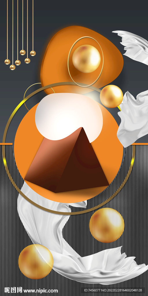 时尚球立体绸布玄关过道装饰画