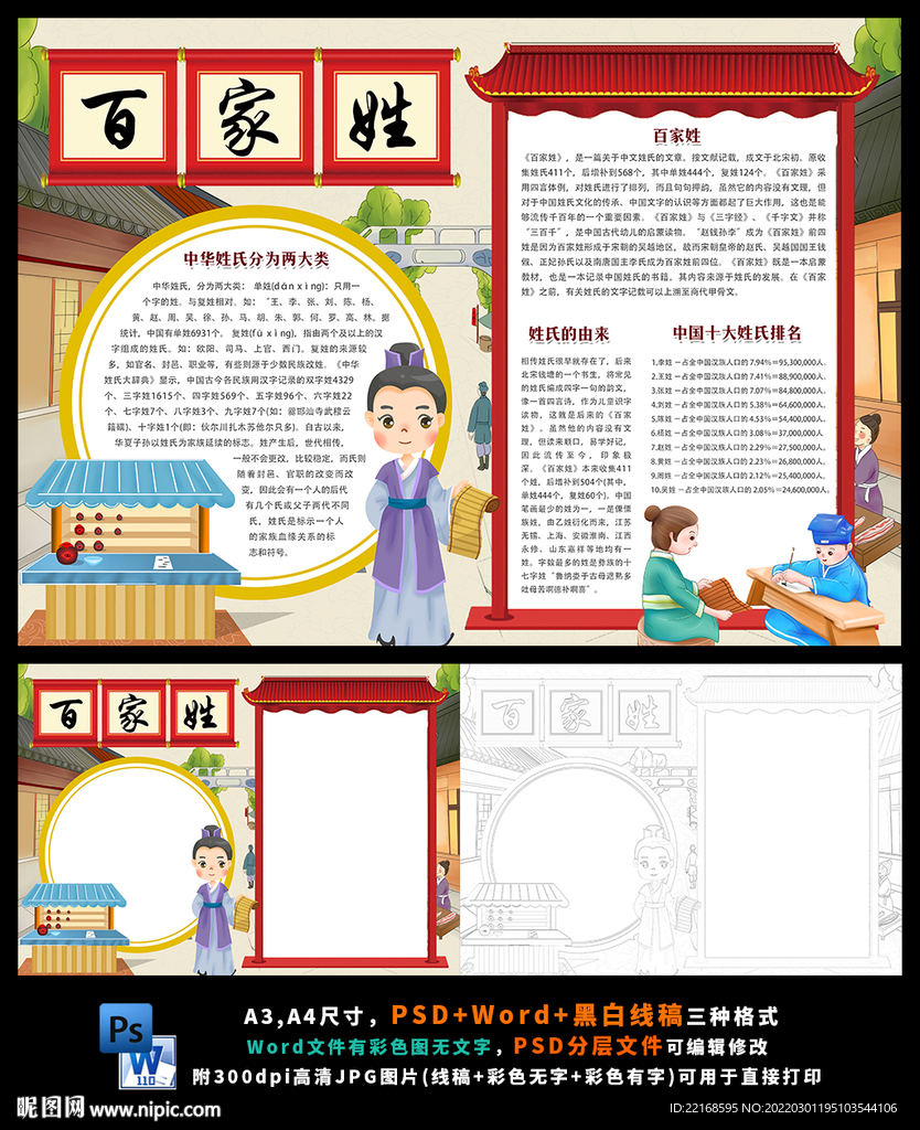 百家姓手抄报中华传统文化国学小