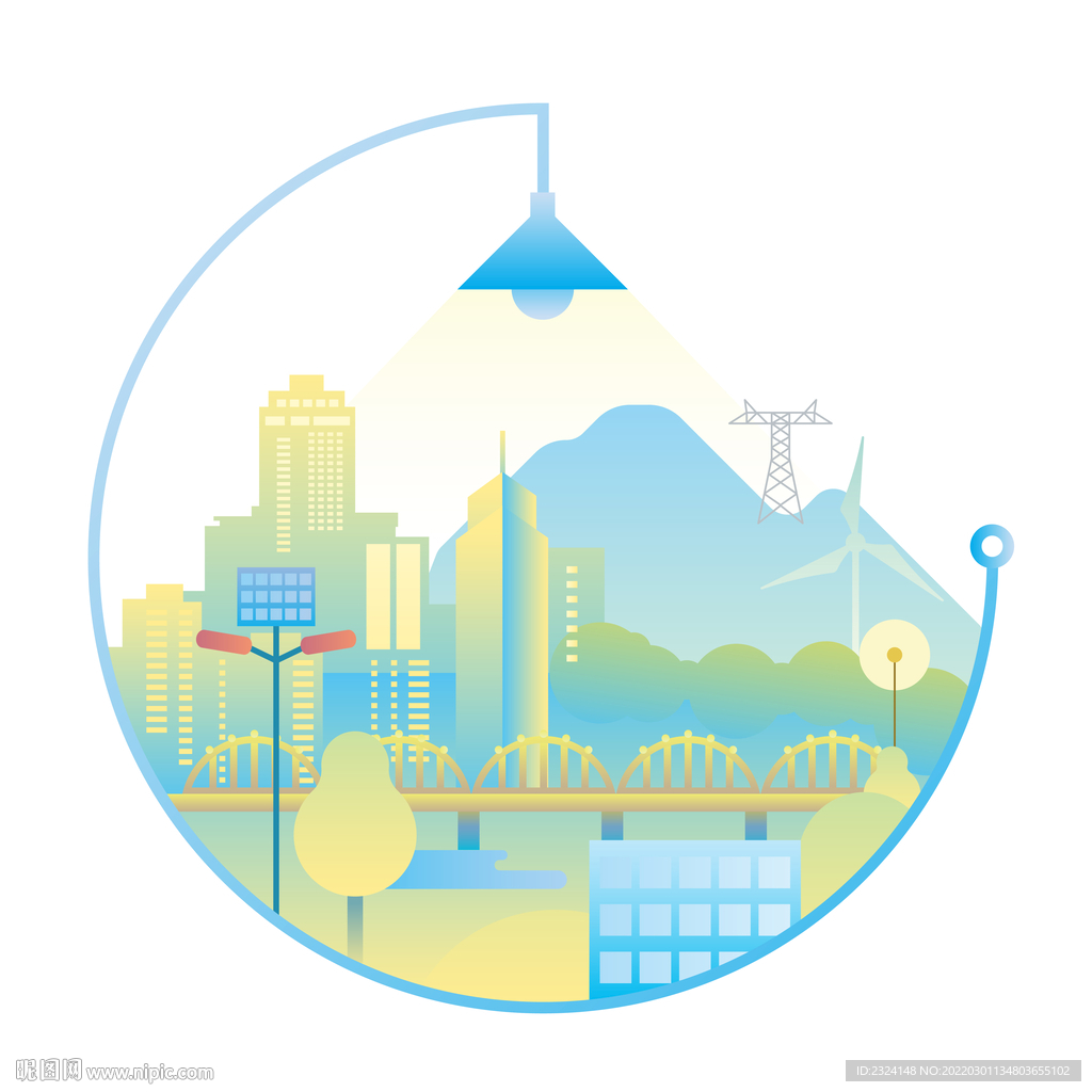 国家电网电力城市矢量插画