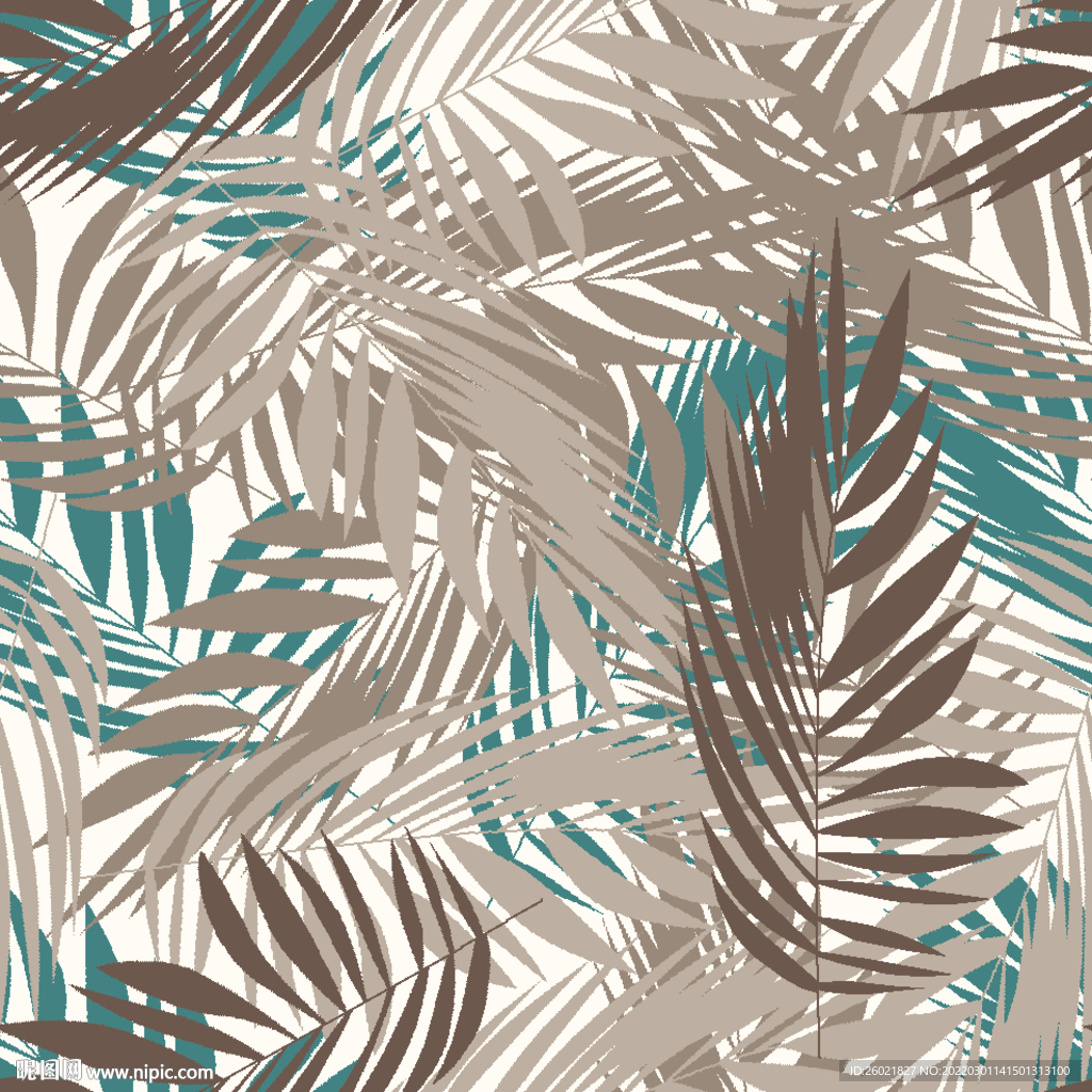 热带叶子数码印花