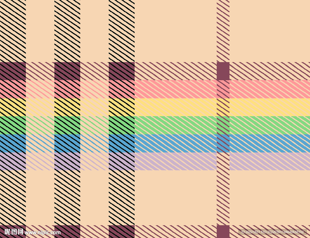 彩色格子数码印花