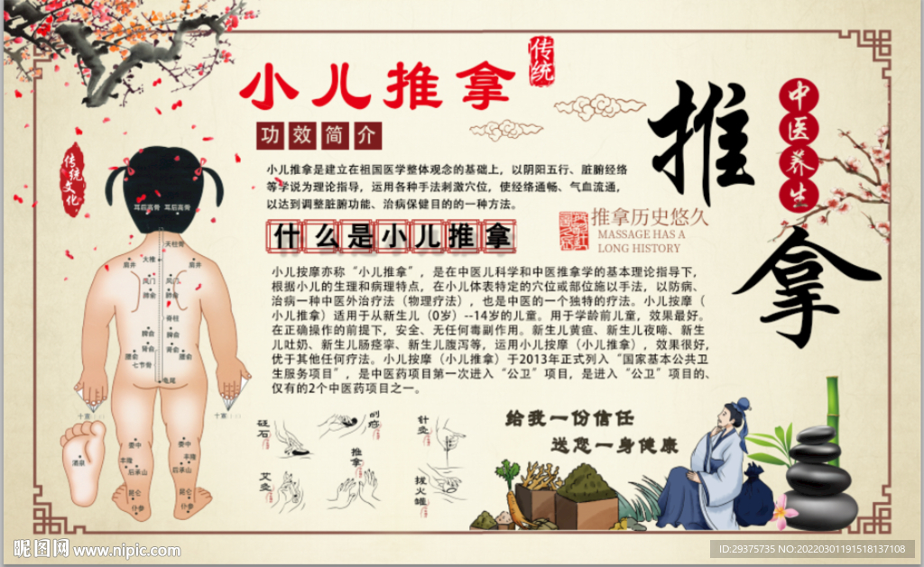 小儿推拿工装背景墙
