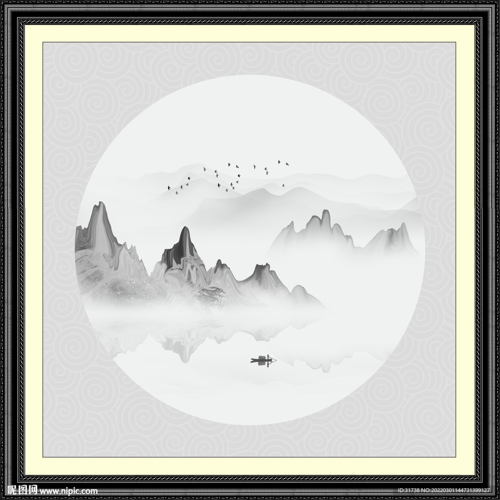 圆形山水画