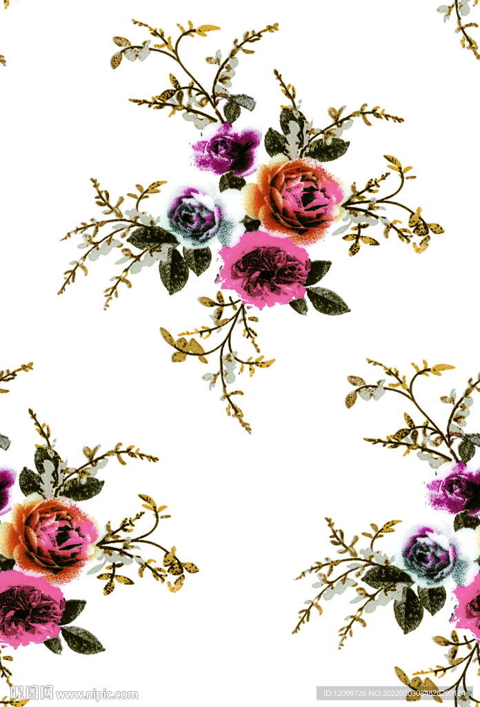 数码印花瑰玫花