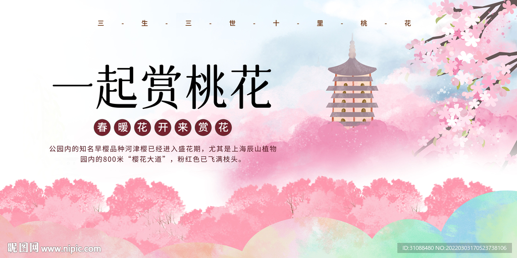 一起赏桃花海报