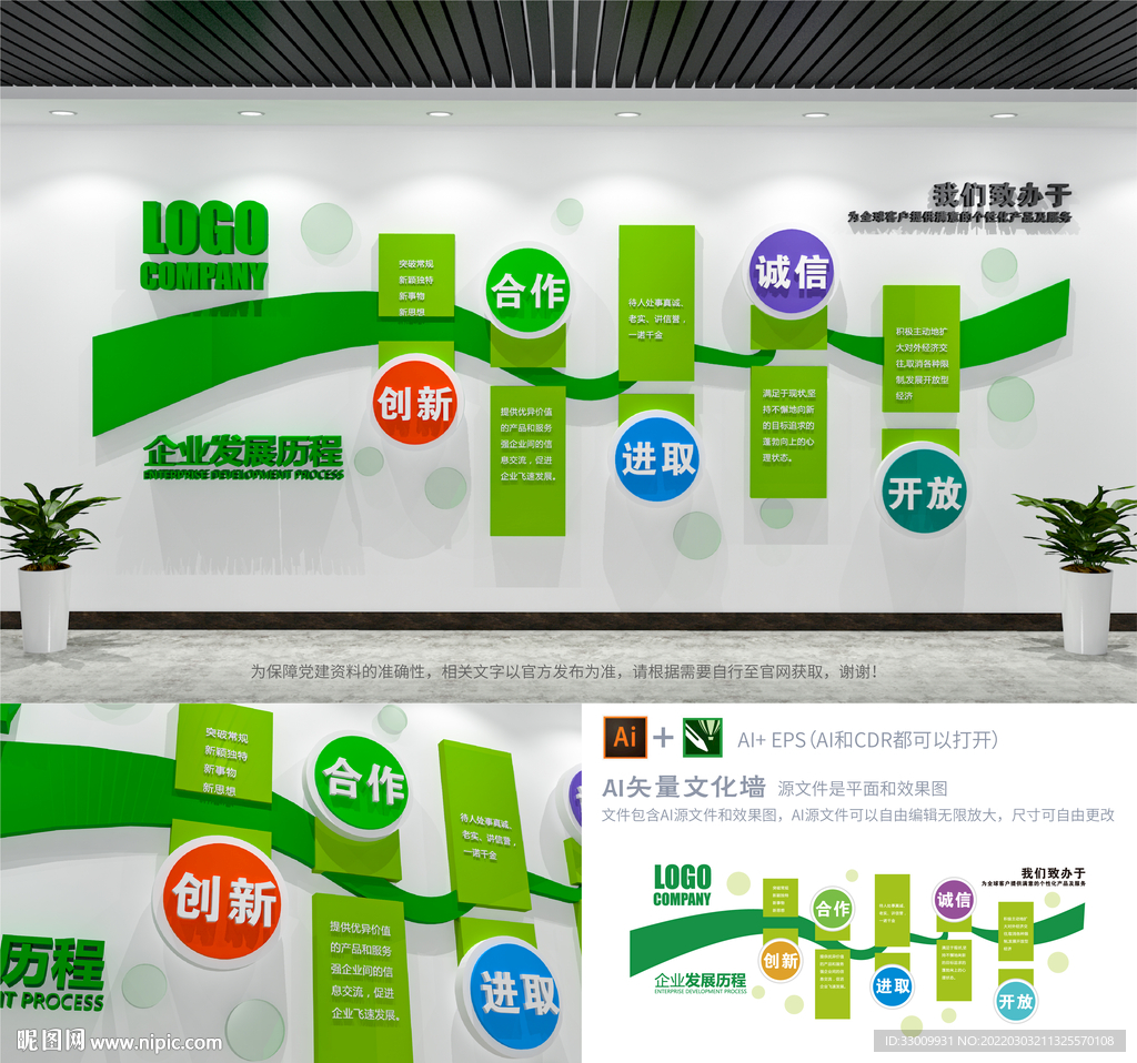 绿色公司历程企业文化墙
