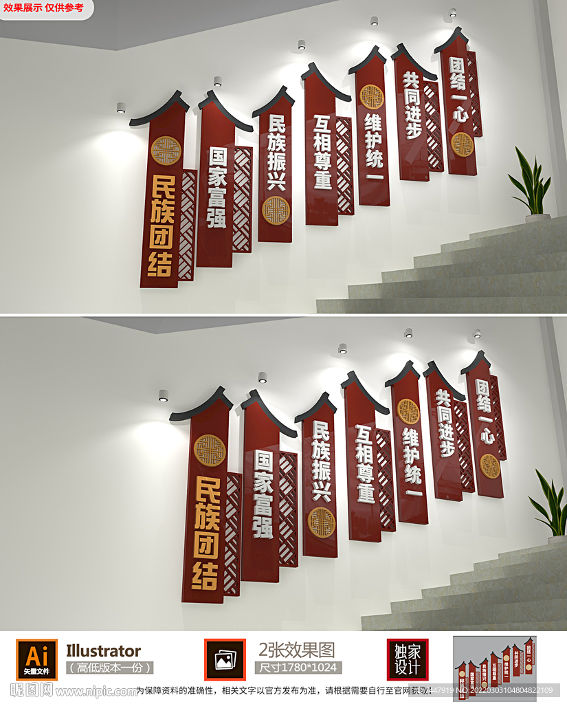 民族团结楼梯文化墙