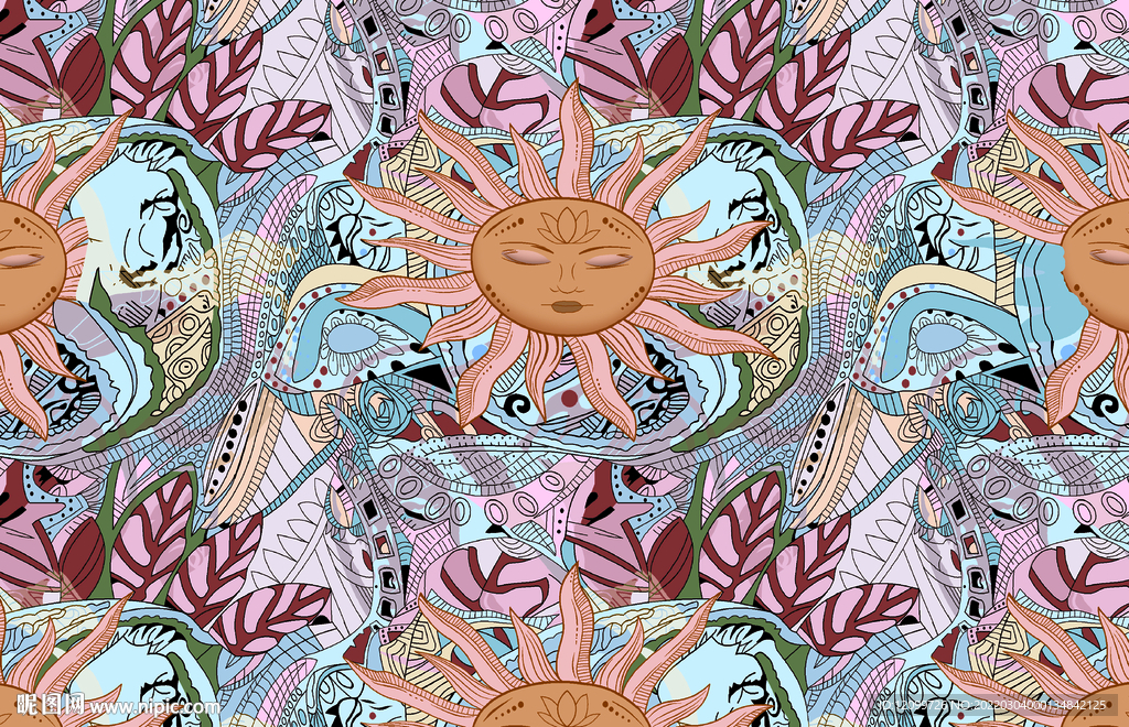 线条海星人脸数码印花