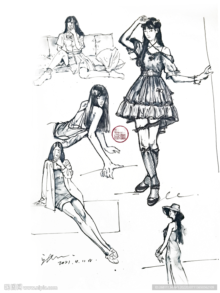 女子人物插画