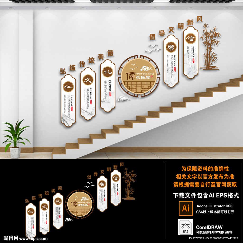 儒家五常校园文化墙