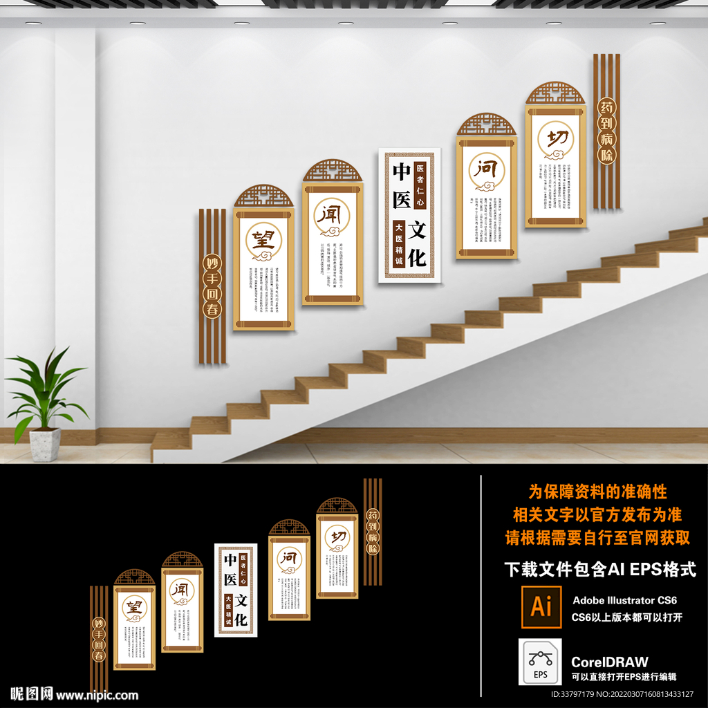 中医养生馆楼梯文化墙