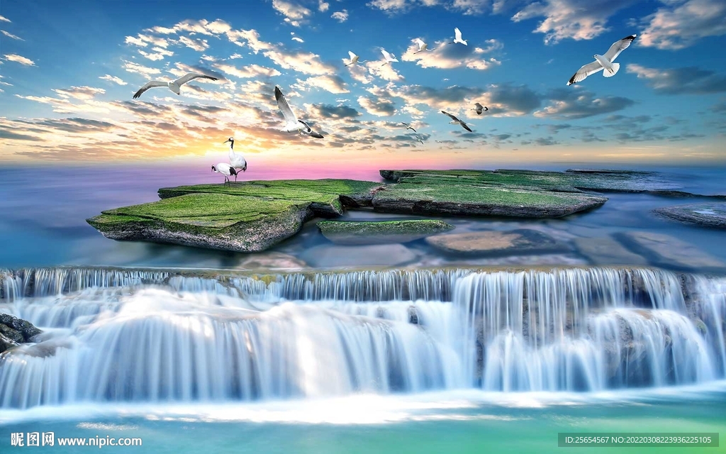 海景流水背景墙