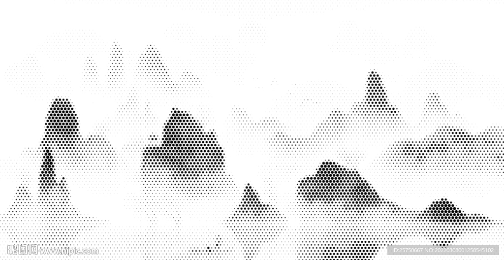 点状水墨山