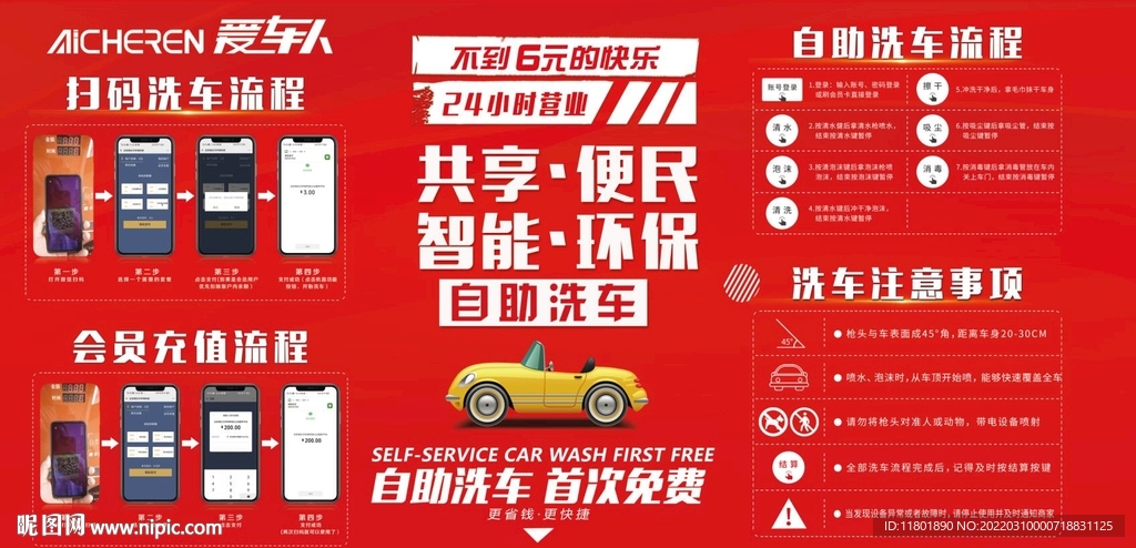 自助洗车广告