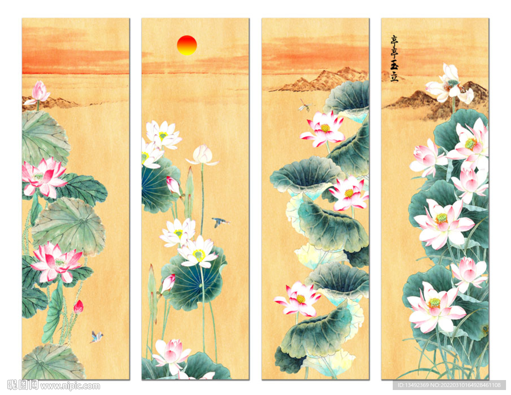荷花国画