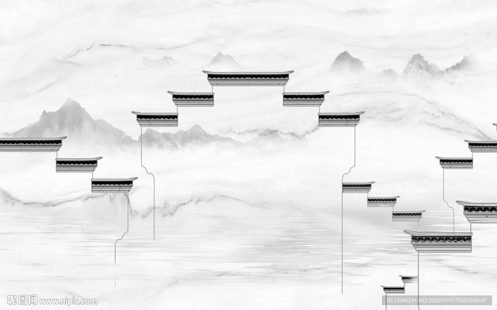 江南山水新中式背景墙