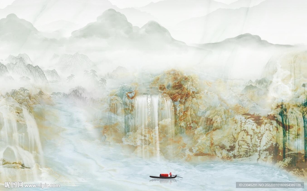 高山流水电视背景墙