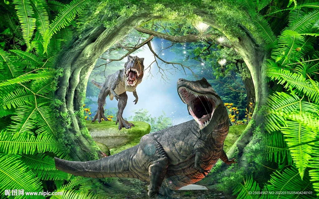 恐龙世界客厅电视背景墙