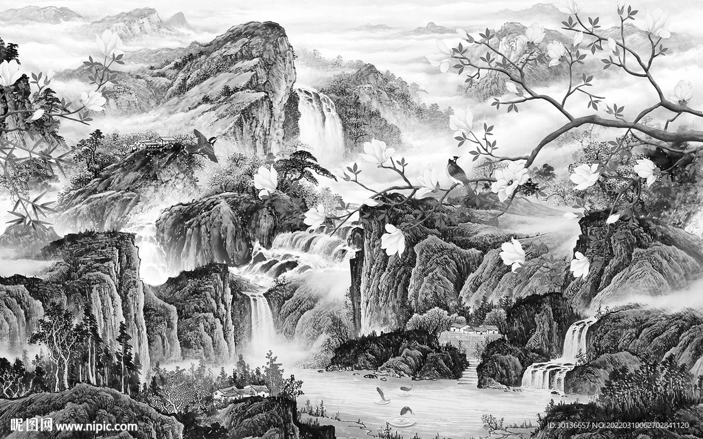 大气爆款新山水画 tif分层