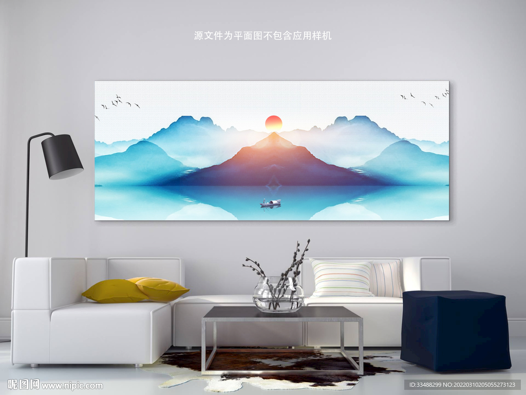 中式背景山水画