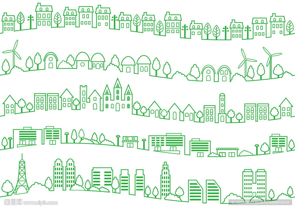 城市建筑景观公园矢量图