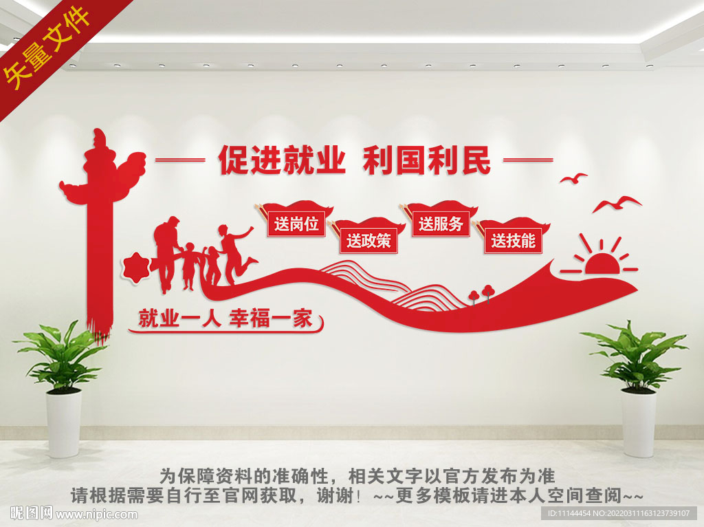 促进就业文化墙