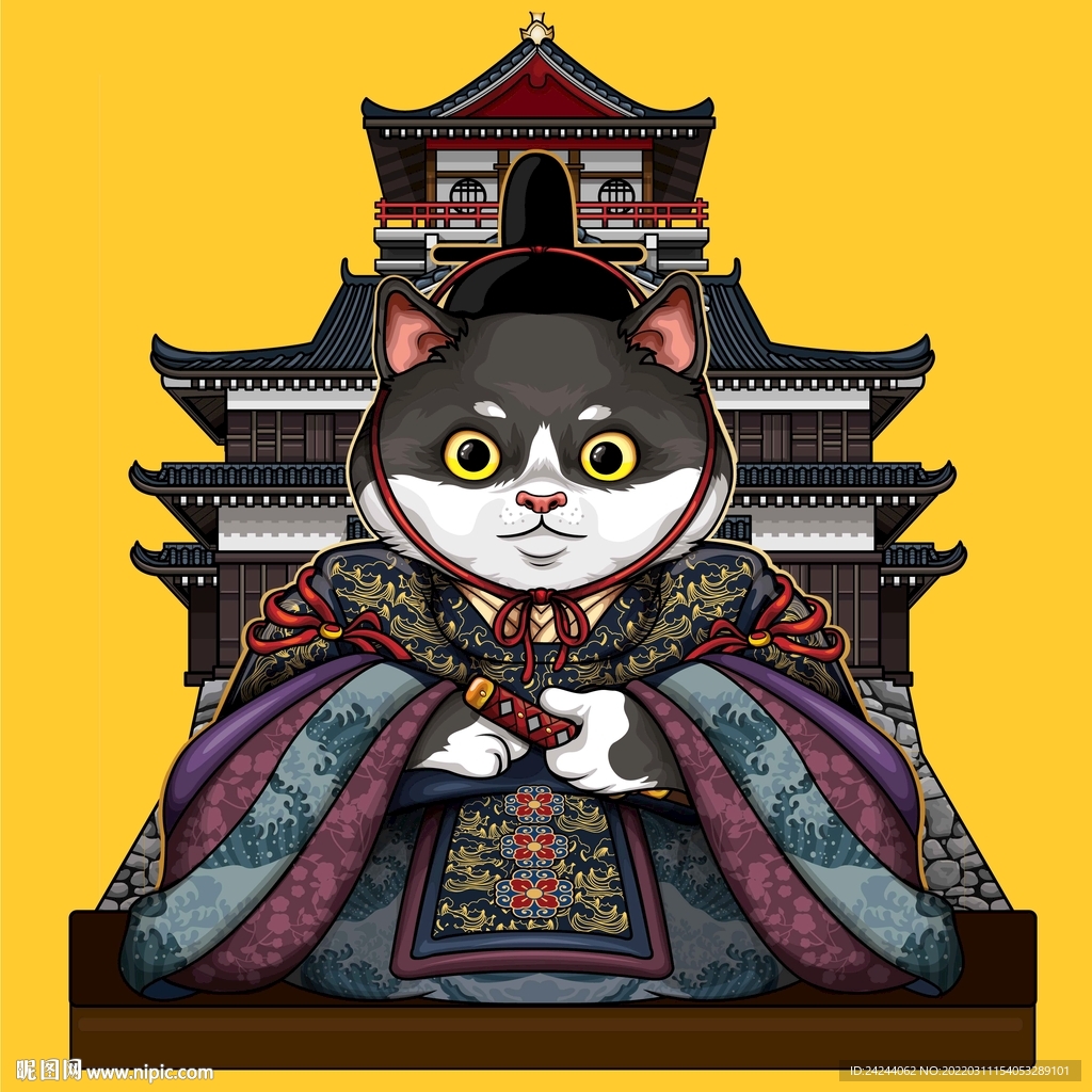 日本风格猫插画