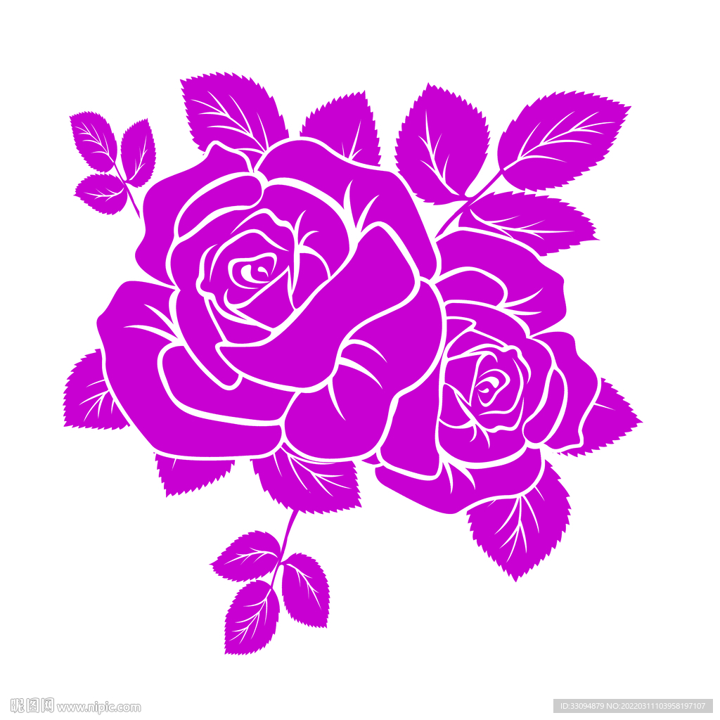 高清分层玫瑰花打印图