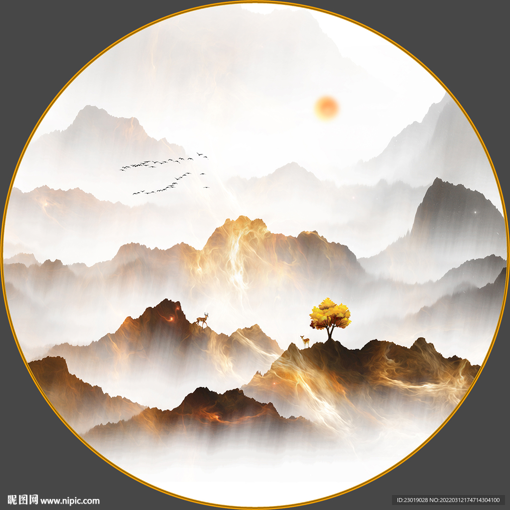 聚宝盆山水画