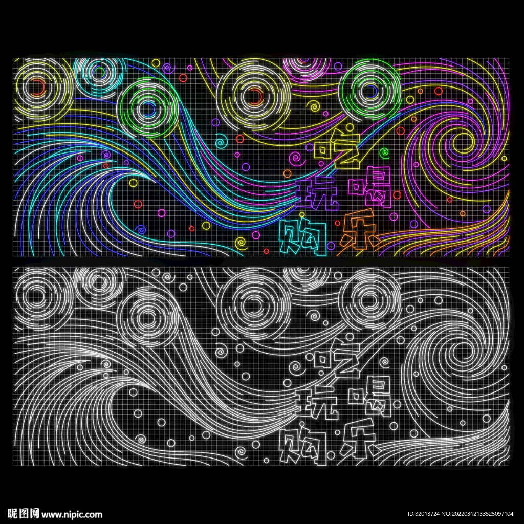 AI矢量线条灯饰画