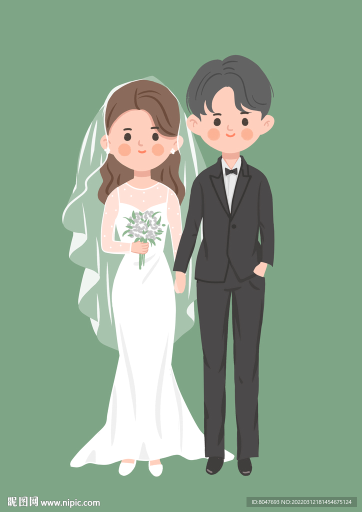 婚礼情侣插画人物