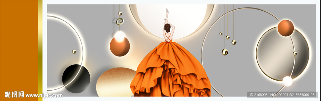 轻奢美女床头画