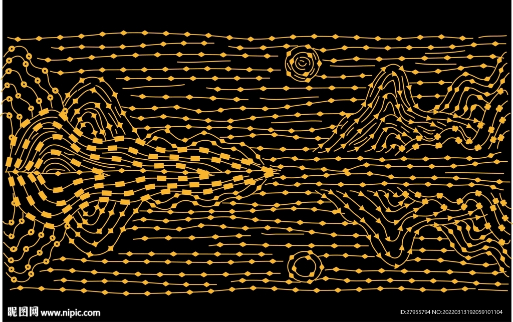 抽象线条山水矢量