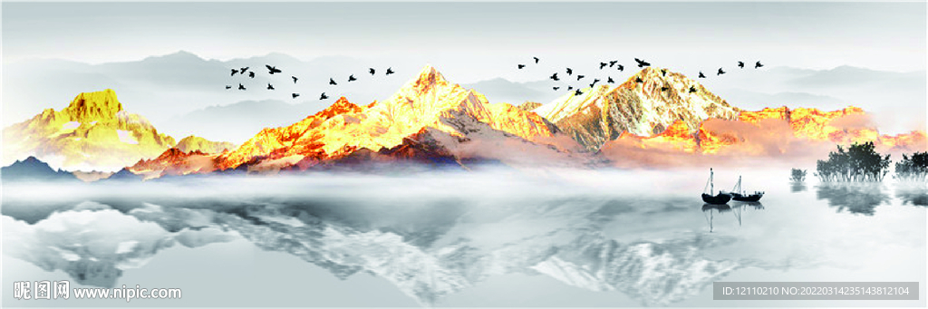 晶瓷画 风水画 背景图