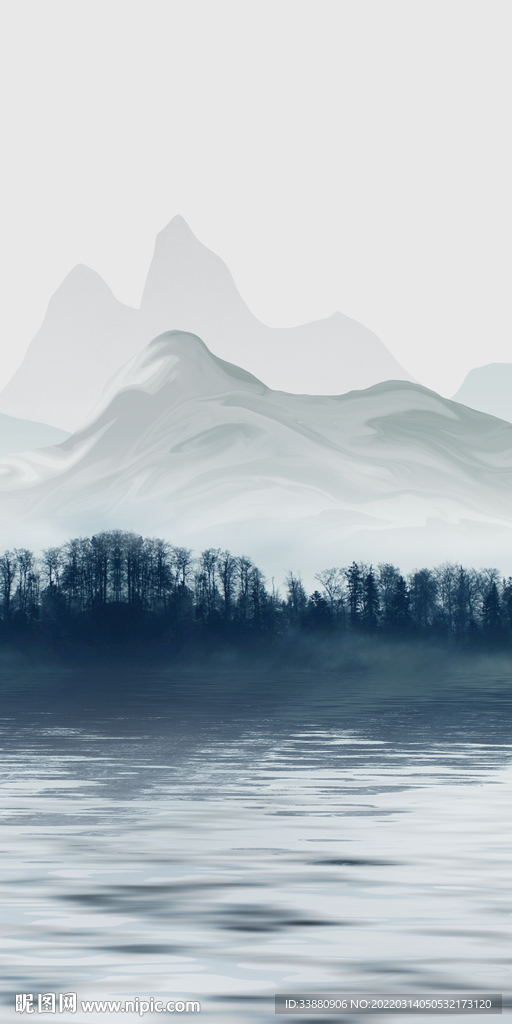 水墨背景墙玄关画 TIF分层