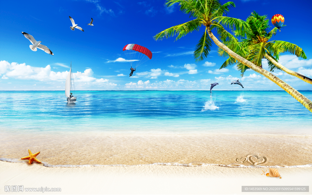 蓝天白云风景画